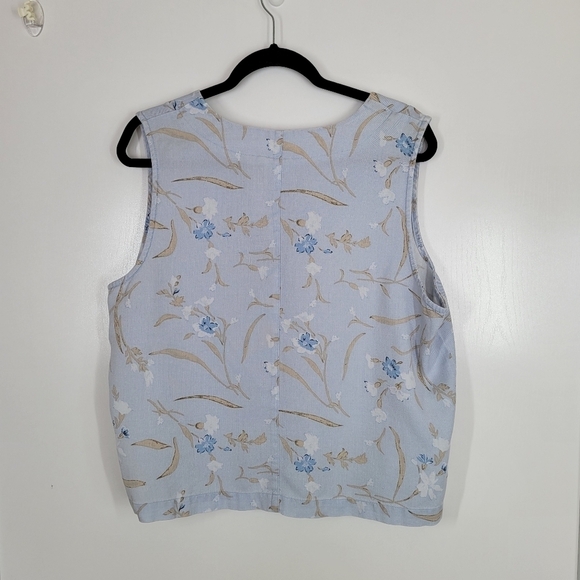 Vintage Partners 90s Y2K Blue Floral Spring Cottagecore Button Vest Tencel XL - Picture 6 of 13